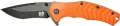 Rozłożony nóż składany Skif Griffin II BSW Orange. Hybrydowa głownia ze stali 9Cr18MoV z powłoką Black Stonewash i pomarańczowa rękojeść G-10.
