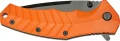 Złożony nóż taktyczny Skif Griffin II BSW Orange. Kompaktowa konstrukcja z antypoślizgowym laminatem G-10, widoczny flipper i otwór na linkę.