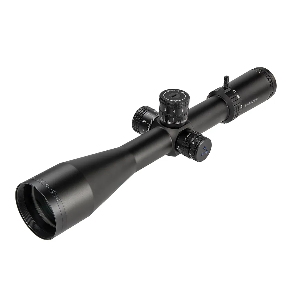 Jasny obiektyw 56 mm lunety Delta Javelin z powłokami i szkłem ED. Zapewnia ostry obraz i redukcję aberracji chromatycznej.
