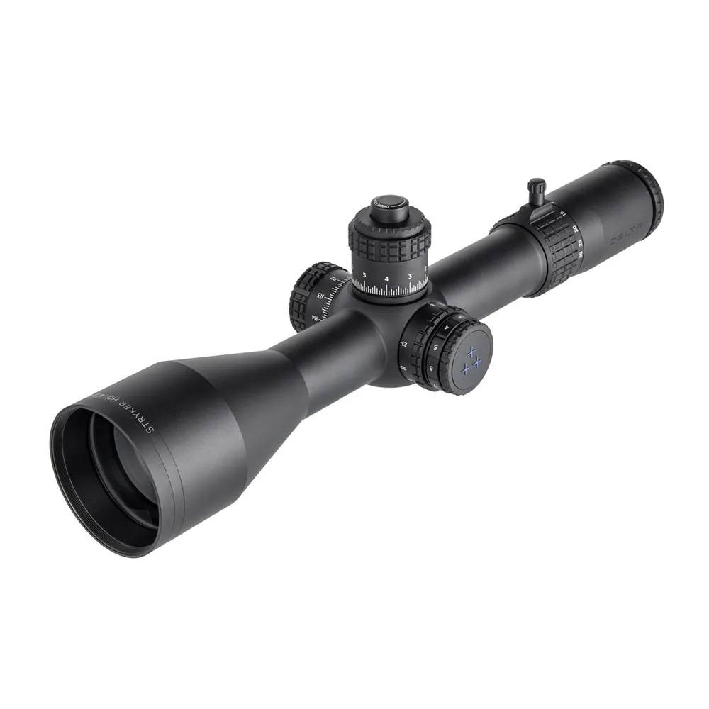 Zbliżenie na obiektyw 56 mm Delta Stryker HD. Zastosowane szkła ED zapewniają aż 92% transmisji światła na osi.