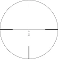 Minimalistyczna siatka DGMR w drugim planie SFP z jasnym punktem celowniczym. Fabryczne skalowanie 6x do lunety Delta.