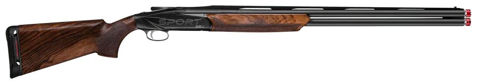 Zdjęcie 1 (Front/Główne): Strzelba sportowa Benelli 828U SPORT 12/76 z ciężką stalową baskilą i osadą z orzecha klasy 3. Wyczynowy bok na rzutki.