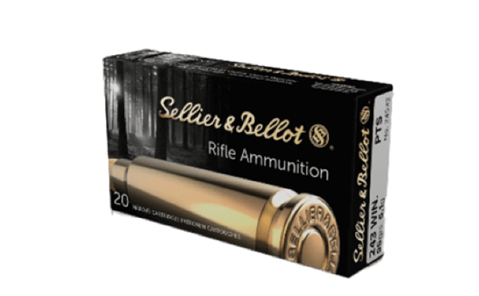 Opakowanie amunicji Sellier&Bellot KAL. 243 WIN PTS 6,1g - wysokiej jakości nabój przeznaczony do strzelectwa oraz polowań, zapewniający precyzyjne trafienia i niezawodność.