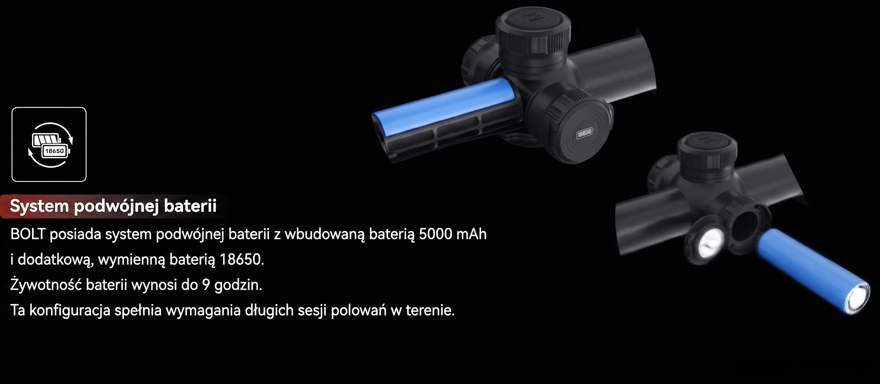 Celownik Nocpix BOLT H50R - system wymiany baterii