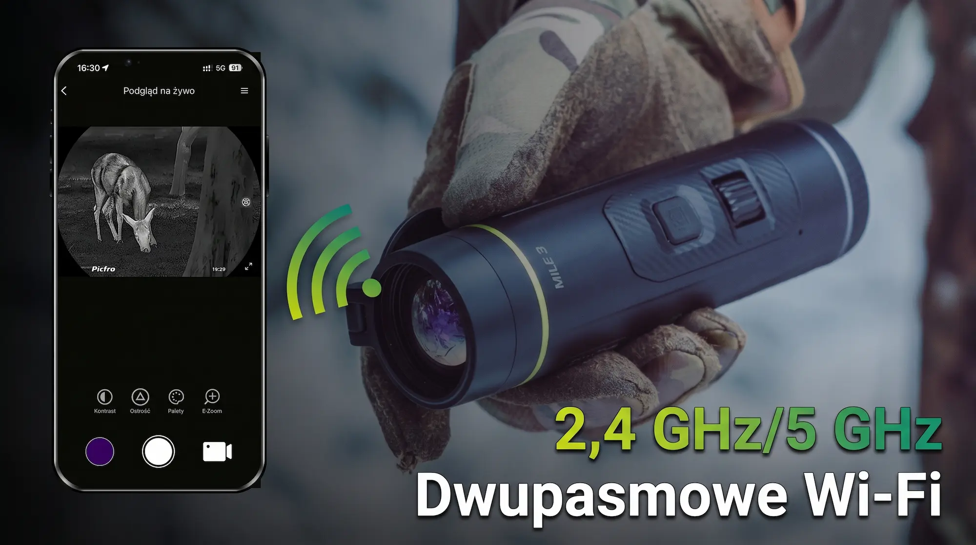 Monokular Pixfra Mile 3 M625 LRF z wymiennym akumulatorem 18650 i obudową IP67